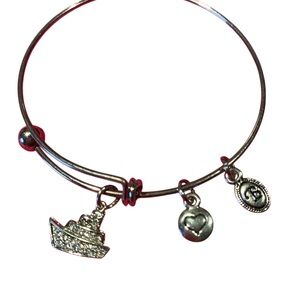 Silver Charm Bracelet with Heart and Boat Charms